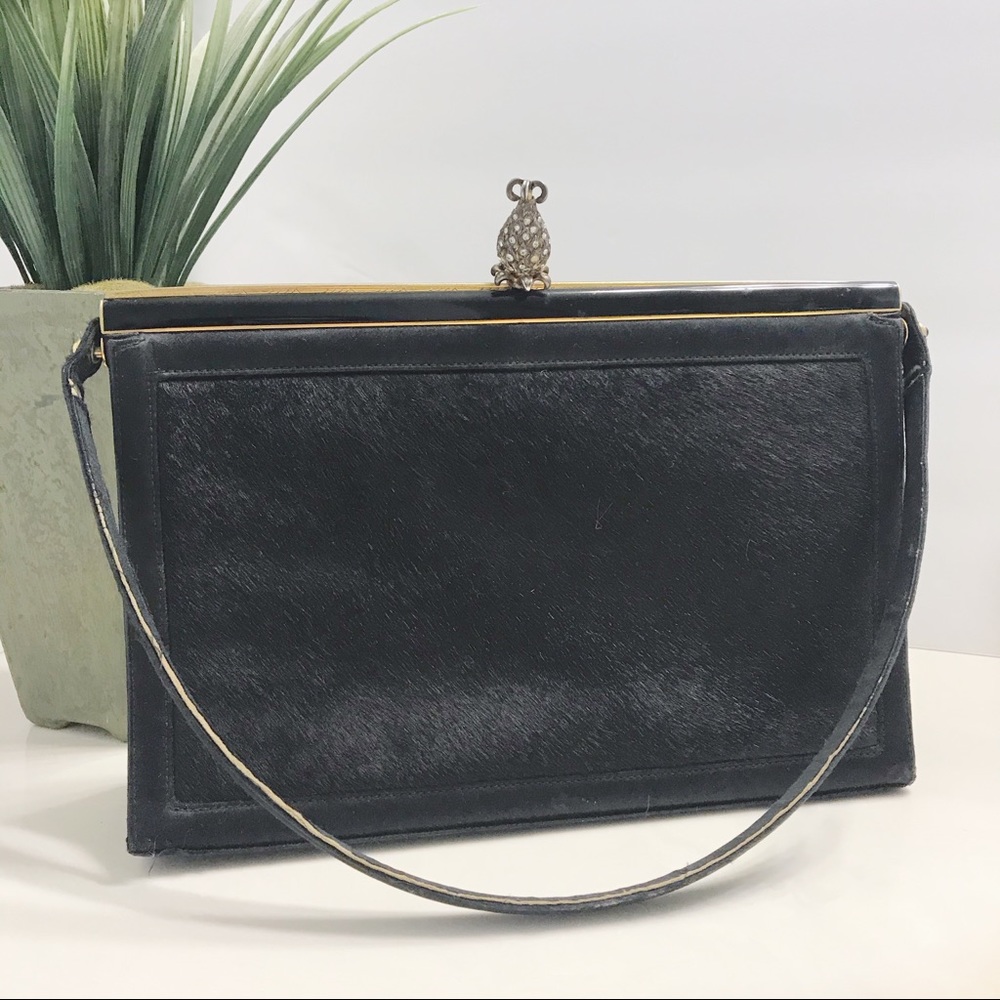 Martin Van Schaak Vintage Black Fur Frame Bag - One of a Kind!